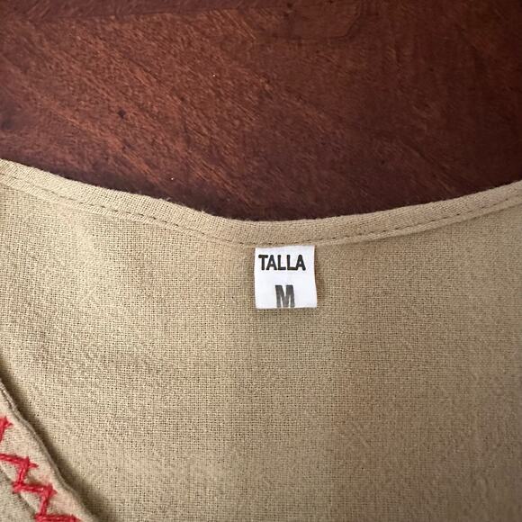 70s Mayan Guatemalan Huipil Inspired Floral Embroidered Stitched Top Blouse Sz M - Picture 6 of 9